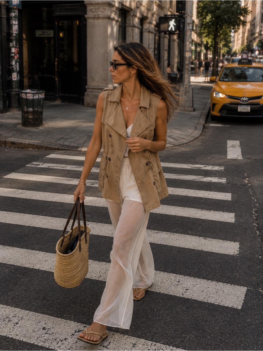 Banana Republic Drapey Trench Vest Euro Summer It Girl 90sMinimalist Safari Chic